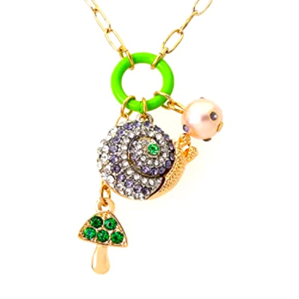 New Betsey Johnson Snail Charm Pendant Necklace - Picture 4 of 10